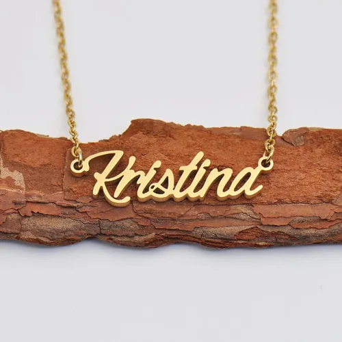 Vista 2 de Collares con etiquetas de nombres para ella, él, amigos y familiares, joyería de recuerdo para relaciones, regalo sentimental