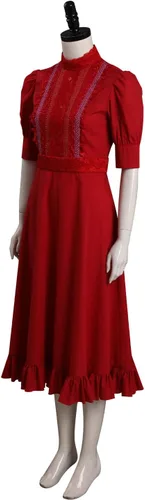 Vista 2 de Disfraz de película de terror para cosplay, vestido rojo para adultos, mujeres, fiesta de Halloween para mujeres