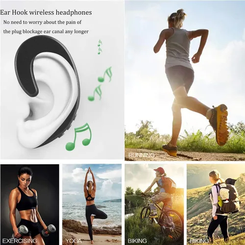 Vista 6 de 3C Light Auriculares inalámbricos Bluetooth con gancho para la oreja, sin dolor, con micrófono, ligeros sin conducción ósea para teléfono celular