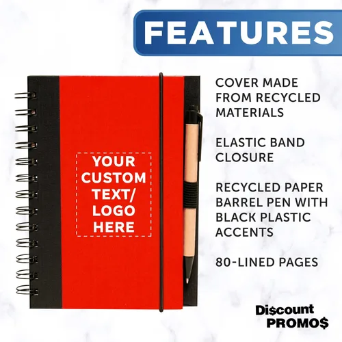 Vista 2 de DISCOUNT PROMOS Juego de 100 cuadernos de bloques ecológicos personalizados con bolígrafos, paquete a granel personalizado, perfecto