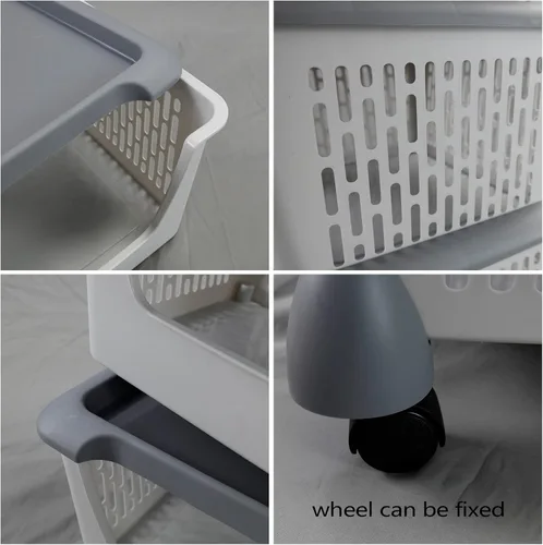 Vista 5 de Cestas de almacenamiento apilables de plástico para cocina, de 5 niveles, color gris