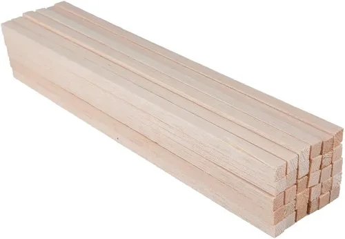 Vista 11 de Paquete de 12 varillas cuadradas de madera de 1/2 x 1/2 x 12 pulgadas, madera natural sin terminar para Cricut, hacer modelos de casa, avión, barco