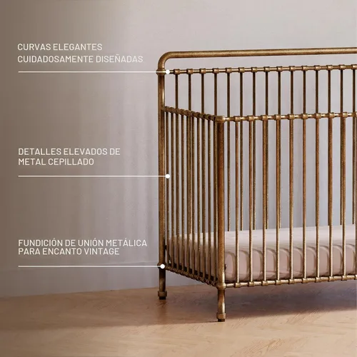 Vista 5 de NAMESAKE Winston - Cuna convertible de metal 4 en 1 en oro vintage, certificado Greenguard Gold
