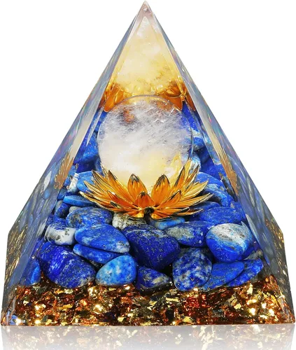 Vista 12 de Hopeseed Pirámide de cristal de orgón para energía positiva, flor de la vida, cristales curativos de amatista de orgonita pirámide para reducir