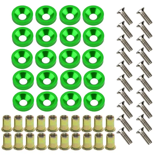 Vista 8 de Kit de 20 piezas para vestir motor: arandelas de aluminio, pernos y tuercas de remache (negro)