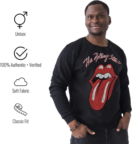 Vista 2 de Sudadera gráfica unisex con logotipo de la lengua de Rolling Stones - Negro
