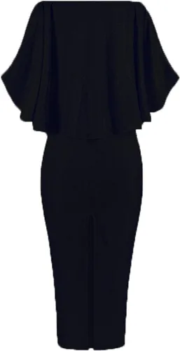 Vista 3 de NaRHbrg Vestido largo de lentejuelas para mujer, con hombros descubiertos Negro