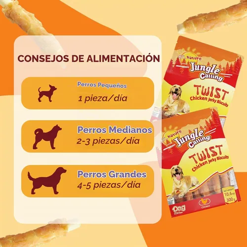 Vista 5 de Jungle Calling Galletas de pollo para perros, golosinas masticables suaves sin cuero crudo para recompensas de entrenamiento, 10.6 onzas