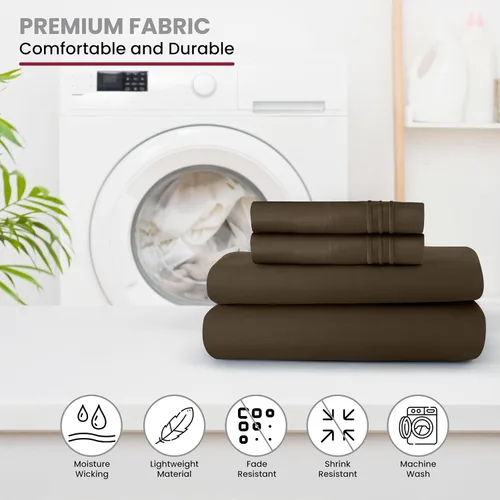 Vista 193 de LUX Décor - Juego de sábanas Twin de microfibra ultrasuave de 3 piezas con sábana encimera, sábana bajera de 16 pulgadas de profundidad y funda