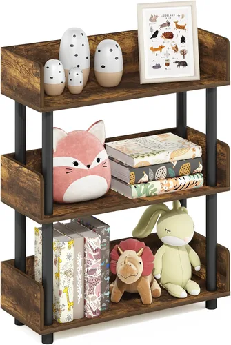 Vista 65 de Furinno Turn-N-Tube - Estantes de almacenamiento, estante para libros de 3 niveles, estante esquinero, estantes abiertos sin herramientas