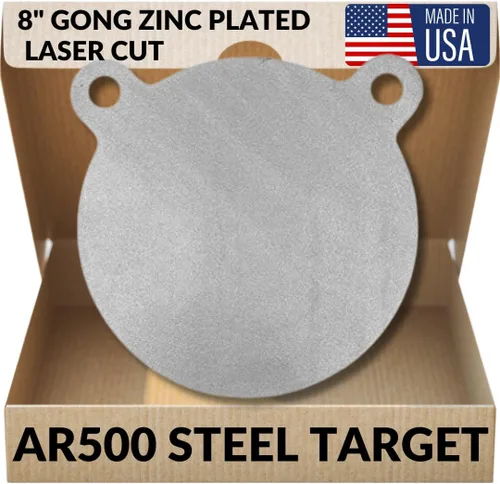 Vista 12 de Ar500 Steel Targets Rifles – 4000 fpe – 1/2 pulgada Ar 500 Steel Gong Target – Corte láser certificado acero chapado en zinc – Ar 500 objetivo