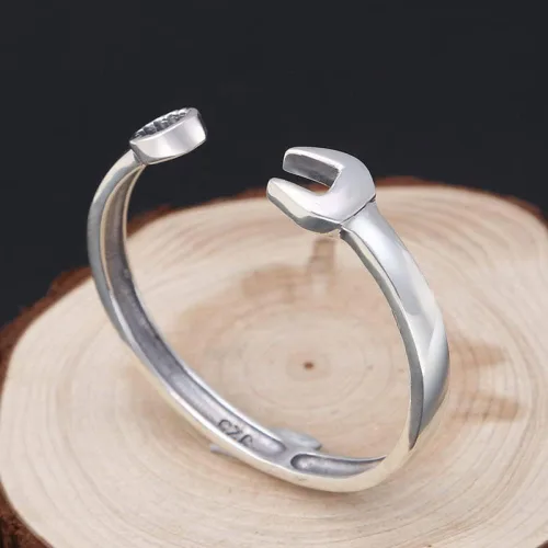 Vista 2 de NAMEXA Pulsera de plata, pulsera de cadena de plata de ley 925, brazalete de plata 925, pulsera de plata vintage creativa de tornillo brazalete