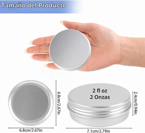 Vista 2 de Paquete de 12 latas de 2 onzas con tapas, pequeños recipientes de metal Plata
