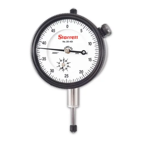 Vista 14 de Starrett Indicador de Cuadrante Serie 25 con Rodamientos de Rubí y Oreja en el Centro Posterior - Carátula Blanca, Rango de 0-.025", Cuadrante