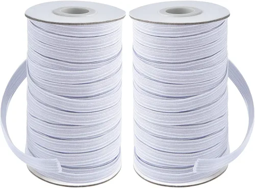 Vista 12 de Coopay Bandas elásticas planas de 40 yardas de largo, 1/2 pulgada de ancho, cuerda elástica plana para coser proyectos de bricolaje, artes y Negro