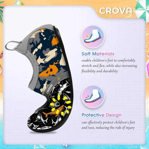 Vista 3 de CROVA Zapatos de agua para niños, calcetines acuáticos de secado rápido, antideslizantes, zapatos deportivos para niños y niñas pequeños