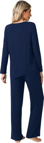 Vista 2 de WiWi Viscose from Bamboo Pajamas Set for Women Soft Long Sleeve Pj Sleepwear Knit Jammies Pants Lounge Sets Loungewear S-XXL
