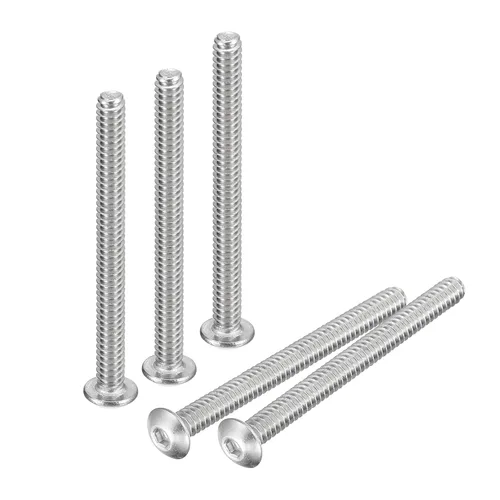Vista 28 de uxcell #2-56x1 Tornillos con cabeza de botón y muesca hexagonal, 50 unidades de pernos hexagonales de acero inoxidable 304, tornillos allen de rosca