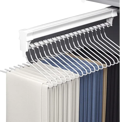 Vista 7 de Barra extensible para ropa con pista deslizante, barra de valet extraíble ajustable de 10.2-2.4 in, barra de perchero para ropa, soporte de carga