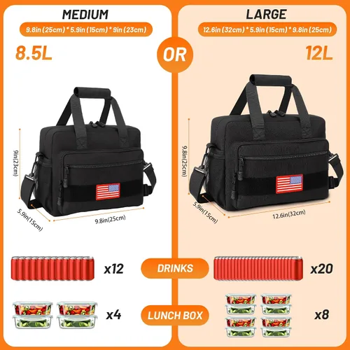 Vista 3 de Lonchera térmica y lonchera para hombres y mujeres, suave para adultos, reutilizable, portátil, enfriadores tácticos para el trabajo, picnic