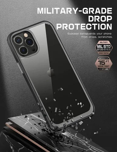 Vista 4 de SUPCASE Unicorn Beetle Style Series - Funda para iPhone 13 Pro Max (versión 2021) 6.7 pulgadas, funda protectora híbrida transparente (negro)