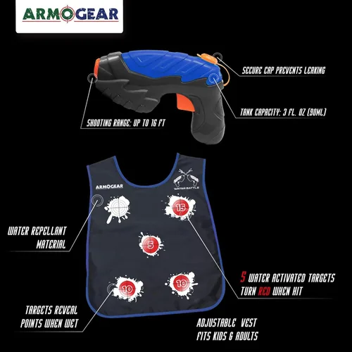 Vista 2 de ArmoGear Pistolas de agua y chalecos activados por agua Juguete de agua de verano al aire libre o patio trasero para adolescentes y niños Gran