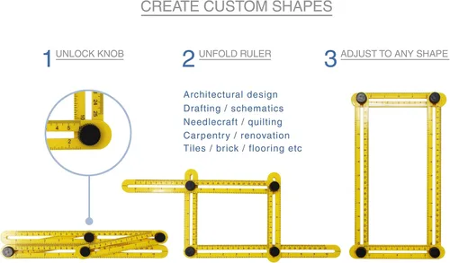 Vista 2 de VViViD Regla ajustable resistente (4 soportes de plástico amarillo multiángulo)