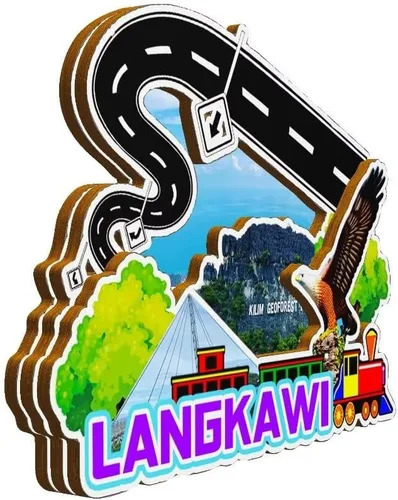 Vista 2 de Langkawi Malasia imán de nevera de madera 3D monumentos de viaje coleccionables, recuerdos decorativos hechos a mano -2323