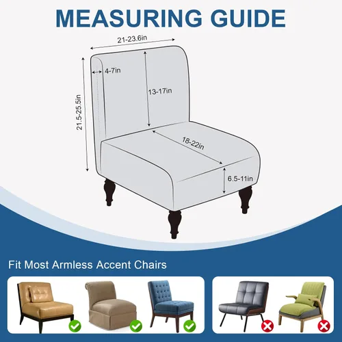 Vista 3 de ANARACHON Funda para silla decorativa sin brazos, extraíble, lavable, antideslizante, protector de muebles para el hogar, hotel, sala de estar