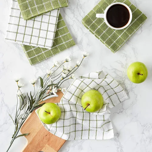 Vista 4 de DII Basic Terry Collection - Juego de paños de cocina con ventana, 12 x 12 pulgadas, verde antiguo, 6 piezas