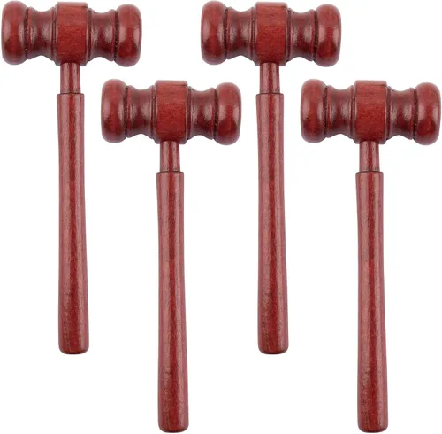 Vista 8 de Framendino, Mini martillo de madera Prop Juez Martillos Abogado de Sala de Justicia Accesorios de disfraces para subasta (4)