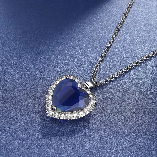 Vista 4 de AILUOR Titanic Heart of the Ocean Collar, collar de plata colgantes, joyería regalo del día de la madre