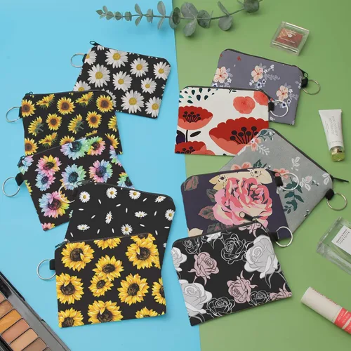 Vista 3 de Bolsa de maquillaje, bolsa de viaje, bolsa de cosméticos, organizador de artículos de tocador con cremallera pequeña para mujer, Paquete de 10