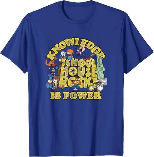 Vista 19 de Camiseta vintage con logo de Schoolhouse Rock "Knowledge is Power" de la serie de TV Azul Marino