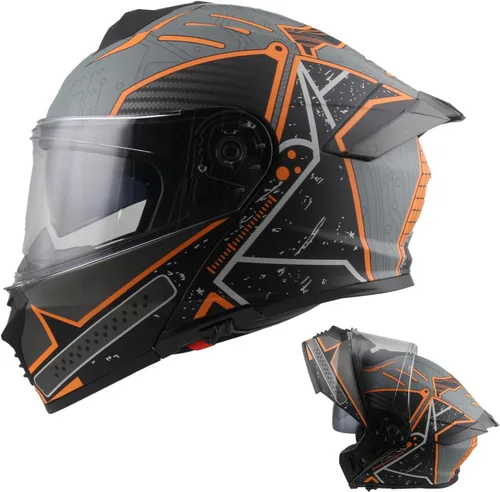 Vista 12 de Modular Motorcycle Helmet for Men Women, Flip Up Full Face to Open Face Helmet, DOT & FMVSS 218 Certified, Dual Visor, Removable & Washable Liner