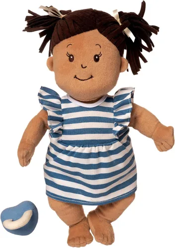 Vista 2 de Manhattan Toy Baby Stella - Muñeca suave de 15 pulgadas, color beige con pelo castaño