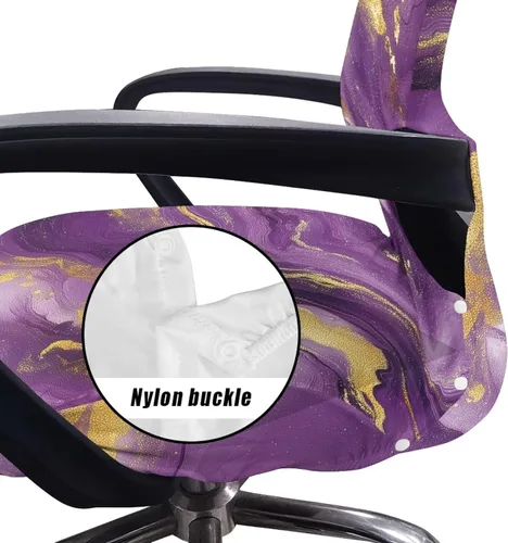 Vista 5 de Funda para silla de oficina de mármol morado, lavable, funda para silla de escritorio, fundas para silla de computadora para silla giratoria, silla