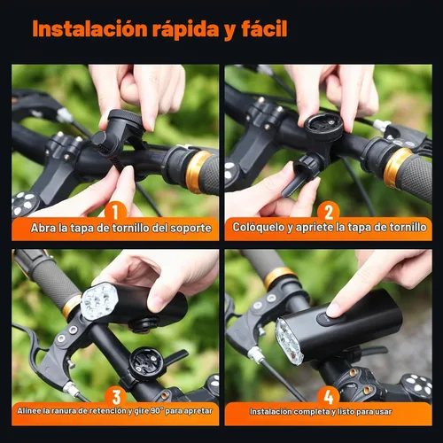 Vista 6 de Suruid Luces brillantes de la bici de 2000 lúmenes, IPX 6 impermeable bici Negro