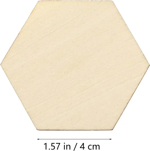 Vista 3 de EXCEART 50 piezas de madera hexagonales de 1.575 in con forma de madera hexagonal sin terminar, formas recortadas para manualidades, adornos
