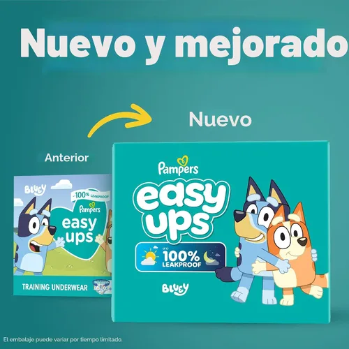 Vista 2 de Easy Ups - Pantalones de entrenamiento para niñas y niños, talla 4 (2T3T), 25 unidades, ropa interior de entrenamiento absorbente Bluey, hasta un