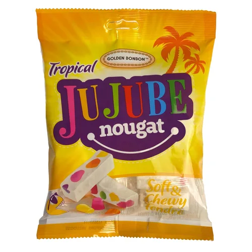 Vista 12 de Golden Bonbon Caramelo italiano de turrón de azufaifo, suave y masticable con frijoles de gelatina afrutados receta original