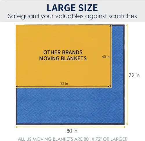 Vista 10 de Paquete de 12 mantas para mudanzas, almohadillas de mudanza de muebles extragrandes de 80 x 72 pulgadas, mantas de embalaje reutilizables