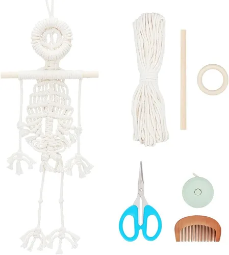 Vista 8 de FREEBLOSS Kit de esqueleto de macramé para Halloween, decoración de macramé con instrucciones (idioma español no garantizado), decoración de fiesta