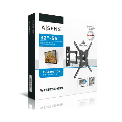 Vista 6 de Soporte de Pared Aisens ECO Giratorio Inclinable Televisión Monitor Negro