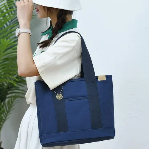 Vista 7 de Bolso cruzado de lona para mujer, bolso de hombro con múltiples bolsillos con cremallera, bolso de mano, bolso hobo, bolsa de uso diario
