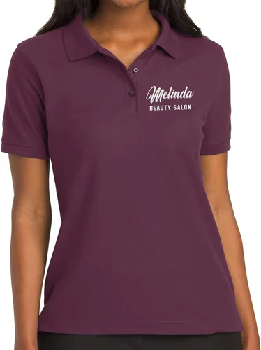 Vista 3 de Polo bordado personalizado para mujer, añade tu propio texto bordado personalizado