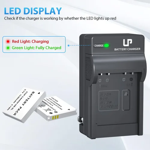Vista 6 de LP Paquete de 2 baterías NB-6LH NB-6L y cargador LED, batería de 1200 mAh compatible con Canon PowerShot SX530 HS SX710 HS SX700 HS SX610 HS SX600
