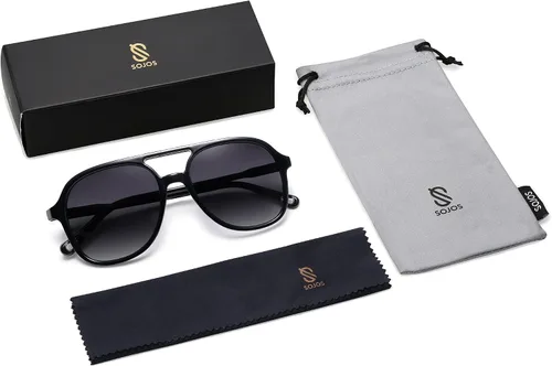 Vista 5 de SOJOS Gafas de sol polarizadas retro cuadradas estilo aviador para mujer y hombre de los años 70 vintage doble puente SJ2174