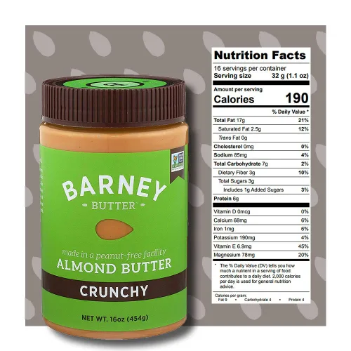 Vista 2 de Barney Butter Mantequilla de almendras, crujiente, tarros de 16 onzas (paquete de 3)