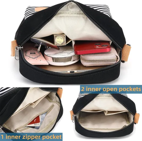 Vista 3 de Leaper - Juego de estuche y cartera bandolera de lona para niñas y mujeres